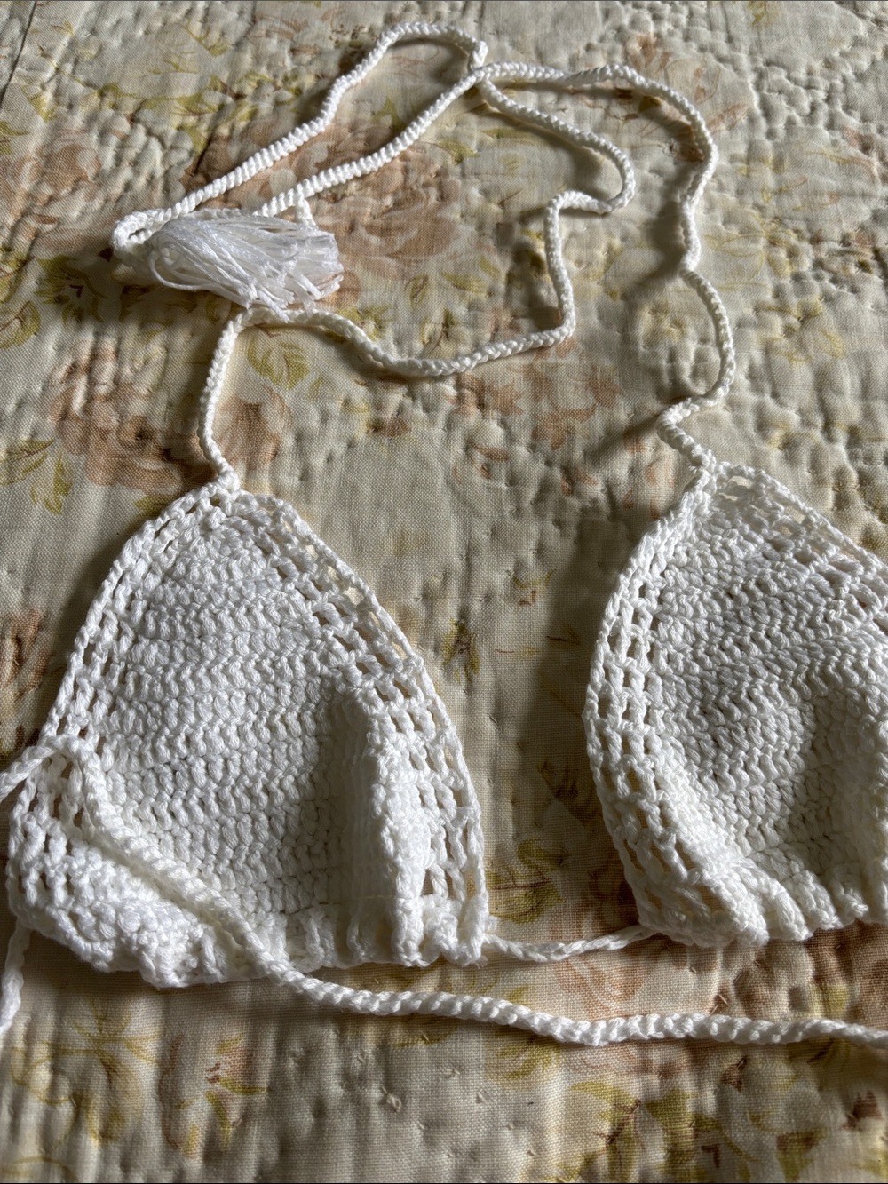 Mystique Boutique White Crochet Bandeau Bralette L